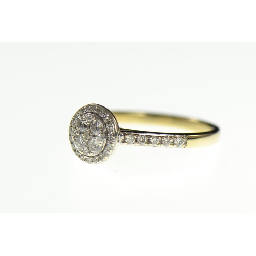 164 - 9ct gold & diamond cluster ring, stated to weigh 0.35 carat, size L1/2, 2.09 grams