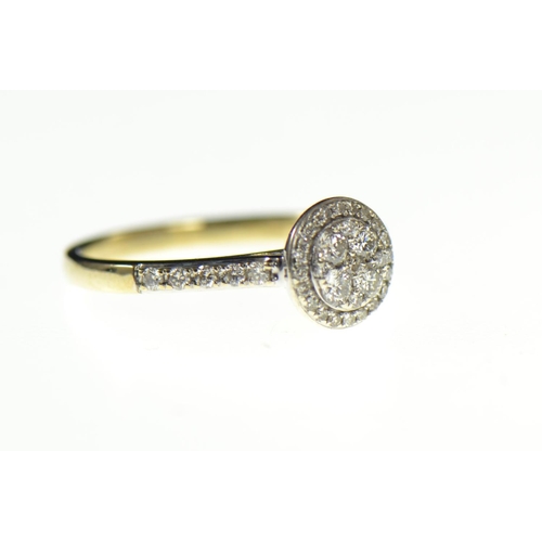 164 - 9ct gold & diamond cluster ring, stated to weigh 0.35 carat, size L1/2, 2.09 grams