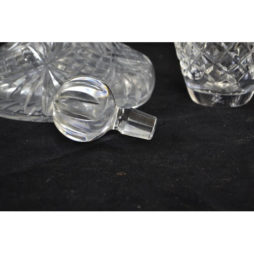 287 - Waterford crystal vase, ht 24cm, and a crystal ships decanter with stopper.