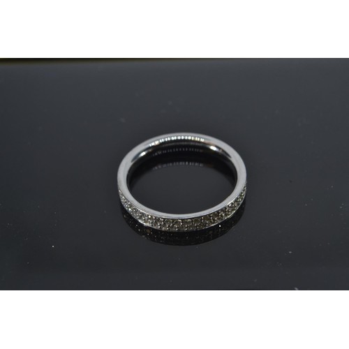 67A - Georg Jensen 18ct white gold & diamond eternity ring, size L, 3.2 grams, with a Georg Jensen box