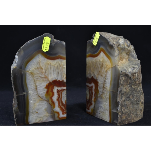 395 - Geode bookends, 16cm height