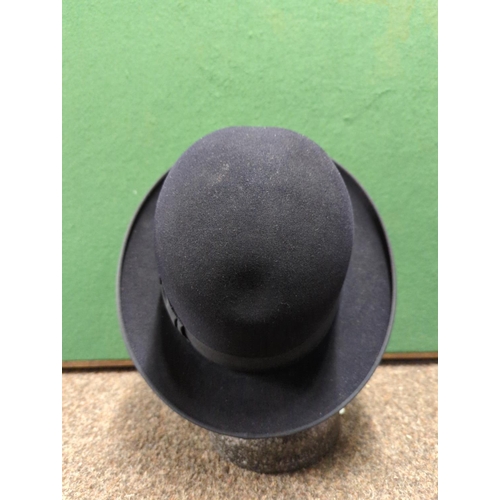 335 - Vintage midnight blue felt bowler hat by Christys' London in an original Knox New York hat box