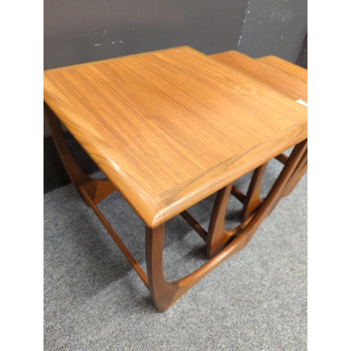 480 - G-Plan Astro nest of three teak tables, largest table W51 x D49.5 x H50.5