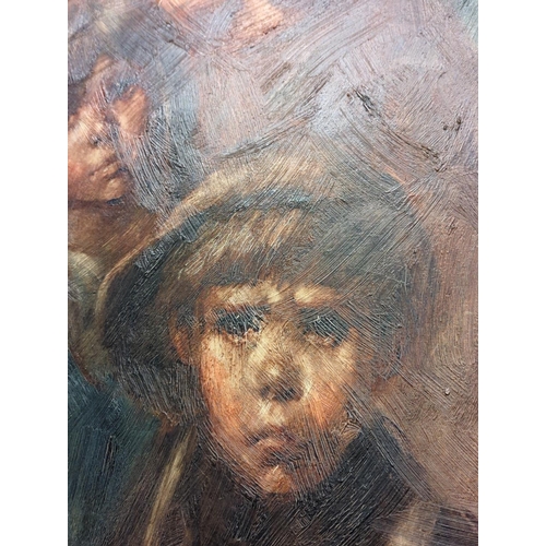 503 - Barry Leighton Jones (1932-2011) Oil on canvas of children. Signed lower left 90cm x 117cm inclusive... 