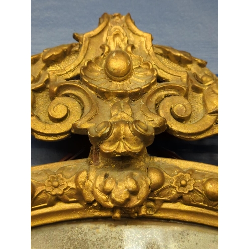 510 - Ornate gilt framed pier mirror. Mirror is silvered with age. H106 x W48cm