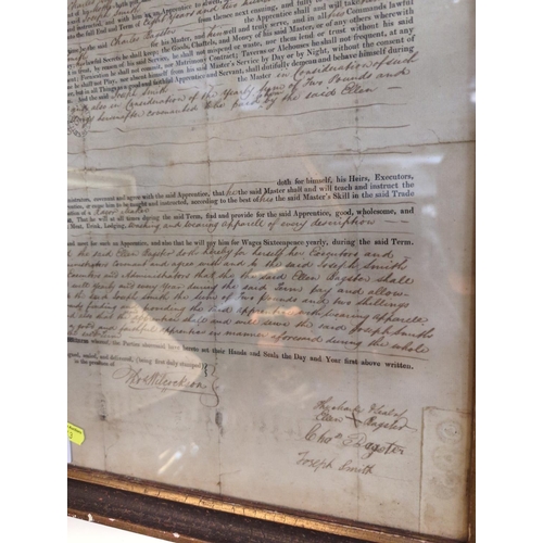 514 - Framed indenture from 1825.34.5cm x 44.5cm