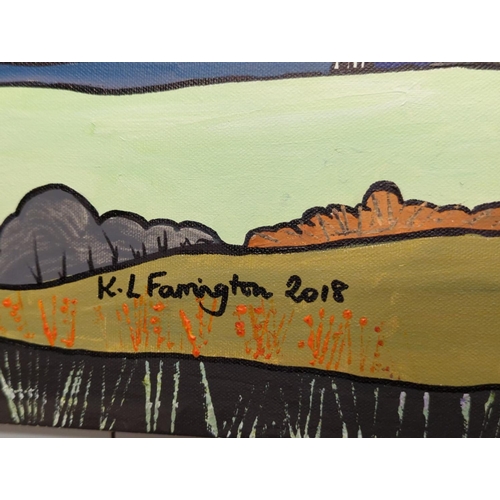 515 - Acrylic on canvas, 'Cookworthy Copse Ogan Ha Tre' by Karen Farrington 2018.122 x 60.5cms