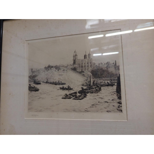 525 - W L Wyllie, RA, (1851-1931) English School, signed dry point etching & print of Nautical scenes.... 