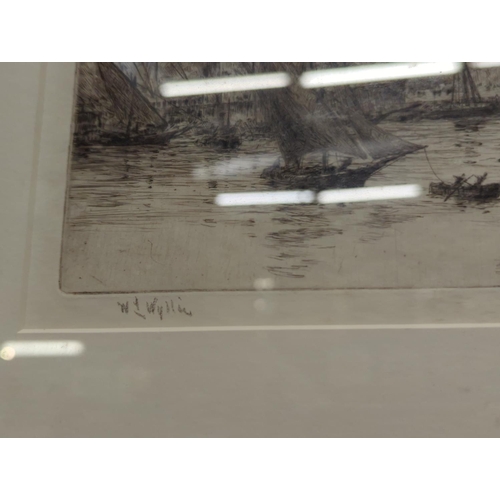 528 - W L Wyllie, RA, (1851-1931) English School, signed dry point etching & print of a nautical scene... 