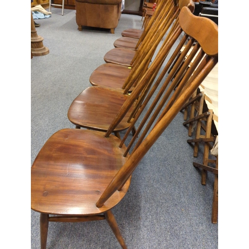 474 - 6 Ercol Goldsmith 'Golden Dawn' dining chairs with green cushions