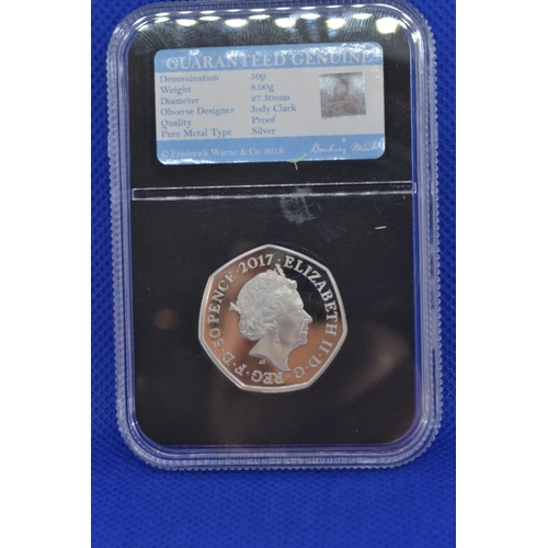 317 - Danbury Mint Benjamin Bunny 925 sterling silver proof 50 pence in perspex case, together with variou... 