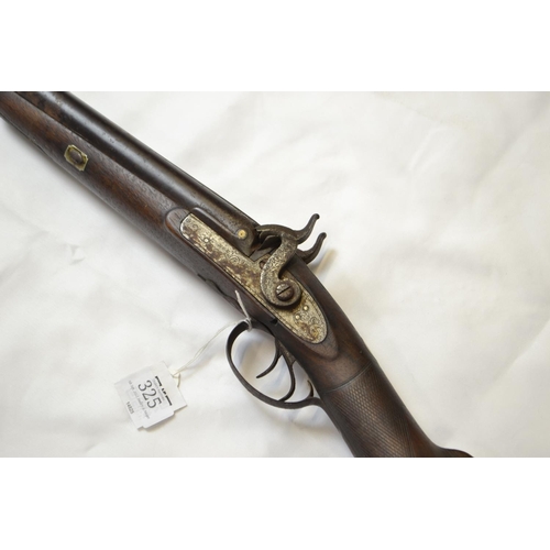 325 - C18/19 double barrel  percussion cap shotgun. inscribed D Egg, Pall Mall London between th... 