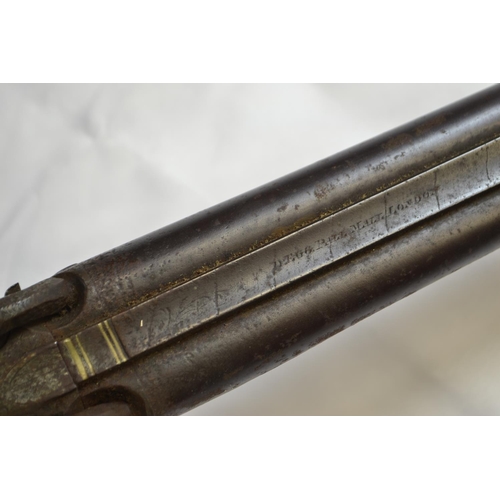 325 - C18/19 double barrel  percussion cap shotgun. inscribed D Egg, Pall Mall London between th... 