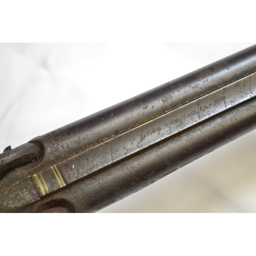 325 - C18/19 double barrel  percussion cap shotgun. inscribed D Egg, Pall Mall London between th... 