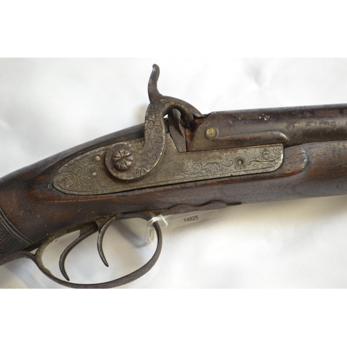 325 - C18/19 double barrel  percussion cap shotgun. inscribed D Egg, Pall Mall London between th... 