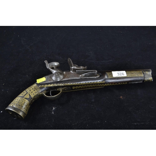 326 - Eastern flintlock pistol, length approx. 39.5cm