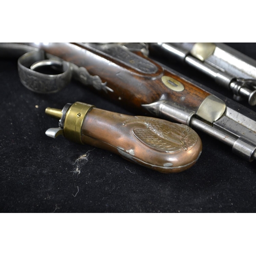 332 - Pair of coaching type pistols, percussion cap, pepperbox butts marked Smith. In custom made case. Vi... 