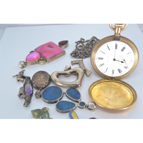 236 - Gold plated full hunter pocket watch with subsidiary seconds by Waltham, with Keystone case, case di... 