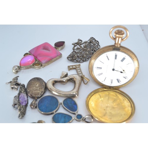 236 - Gold plated full hunter pocket watch with subsidiary seconds by Waltham, with Keystone case, case di... 