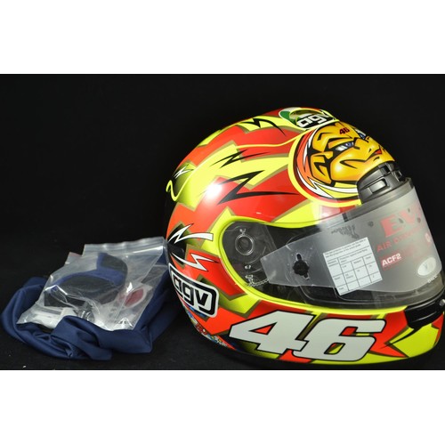 419 - Valentino Rossi signed AGV crash helmet. With paperwork, box and helmet bag