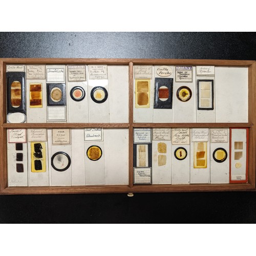 388 - C19th lockable wooden microscope slide case with sunken brass handle, brass fittings and ten drawers... 