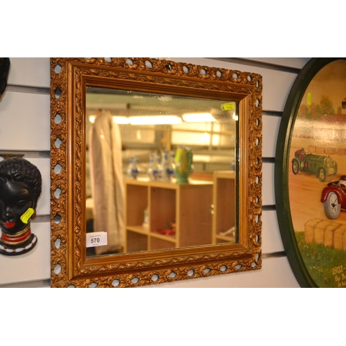 570 - Rectangular gilt framed mirror 44cm x 39cm 