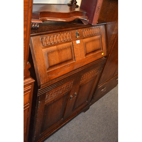 1031 - Oak bureau, Old Charm style W85 x D42 x H100cm