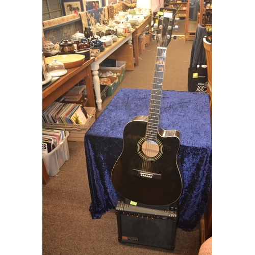 774 - Axman country style semi- acoustic guitar  model 67280 plus Hohner Panther 20W practice amp. Inc, Ja... 