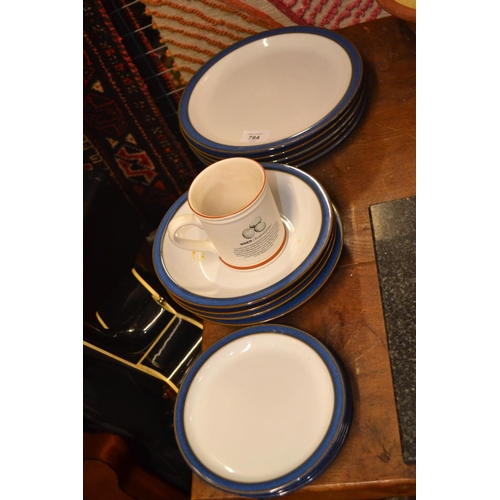 784 - 13 Denby blue and white plates/bowls plus one decorative mug/ (WREN)