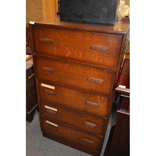 1228 - Early C20th tall five drawer chest of drawers W64 x D42 x H121cm