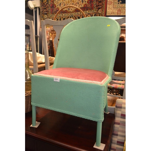 1230 - Lloyd Loom style bedroom chair with drawerunder seat.