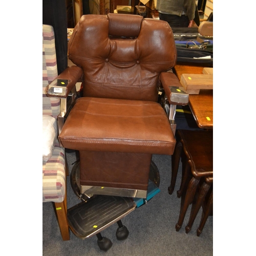 1235 - Vintage Barbers chair with foot plate , fittings included.W 67 x D 65 x H 103cm