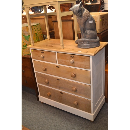 1148 - 2 over 3 stripped pine chest of drawers with painted carcass. Width 99cm x depth 46cm x height 98cm&... 