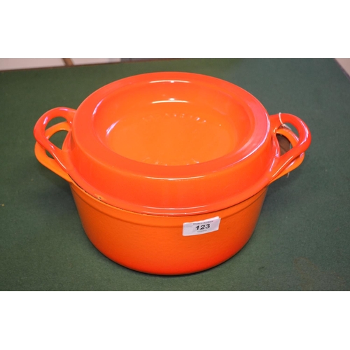 123 - Cousances enamel cast casserole dish with mismatch lid