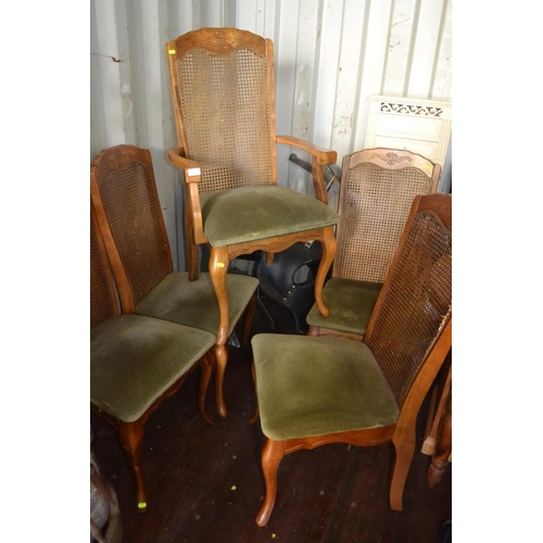 272 - 5 cane backed dining chairs inc. 1 carver.