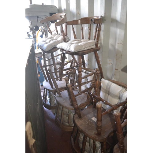 274 - 6 captains style dining chairs, with cushion pads