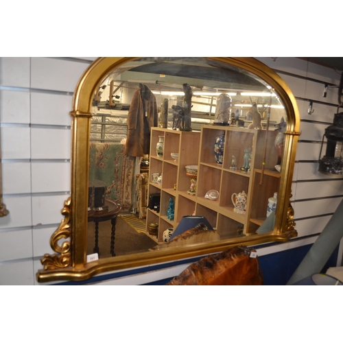 351 - Gilt framed bevelled over mantle mirror 120 x 80