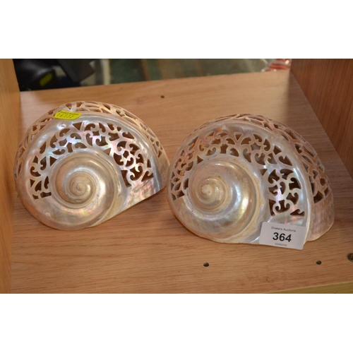 364 - Two carved conch shells