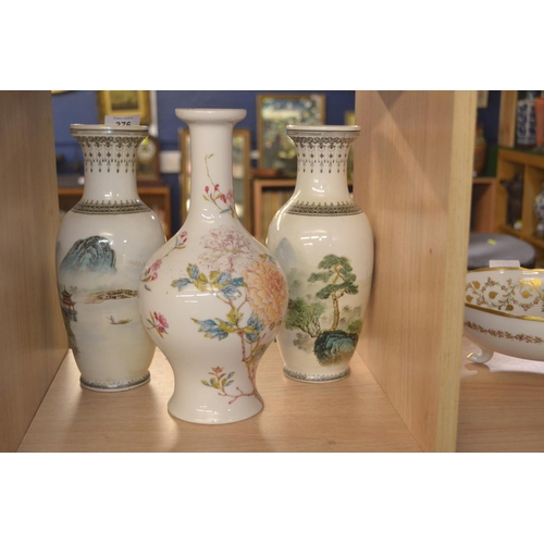 376 - Three vases, one by Brooks & Bentley and two chinese - marked to base (one with chips and cracks... 