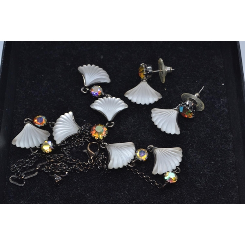 441 - Butler & Wilson necklace & earring set, set with frosted glass & rhinestones