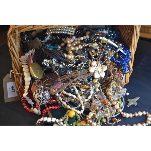 447 - Basket of costume jewellery