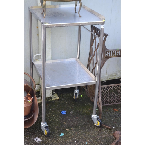 51 - Stainless steel 2 tier trolley 46cm x 46cm x height 89cm