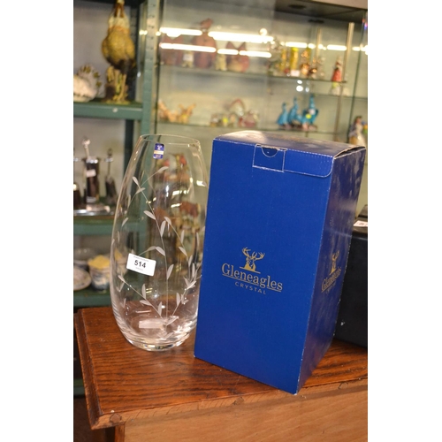 Boxed Gleneagles crystal vase, height 31cm
