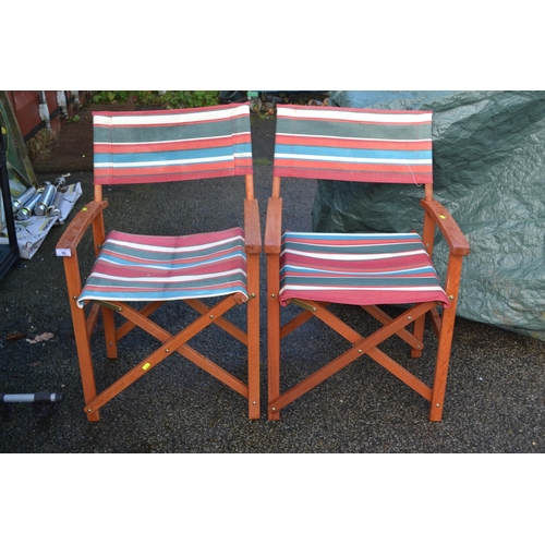 66 - 'The Gardener @ Debenhams' teak & canvas directors chairs x 2