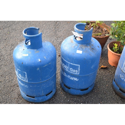 93 - 2 x partially full 15kg butane cylinders 