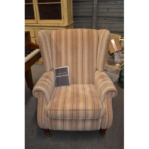 796 - Parker Knoll recliner armchair, in striped upholstery, only two years old