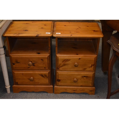 801 - Pair of pine bedside units with two drawers, W43.5 x D33 x H66cm