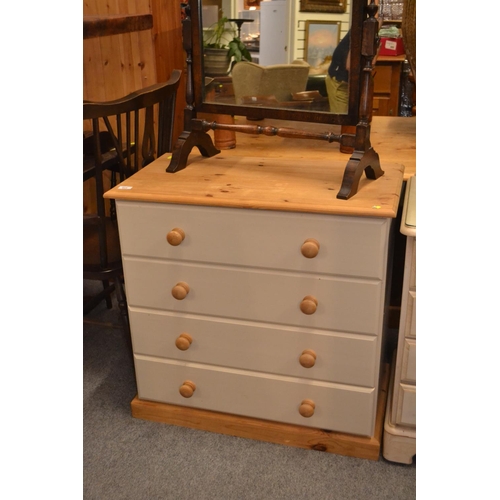 805 - Part painted pine chest of four drawers, W80 x D43.5 x H79.7cm