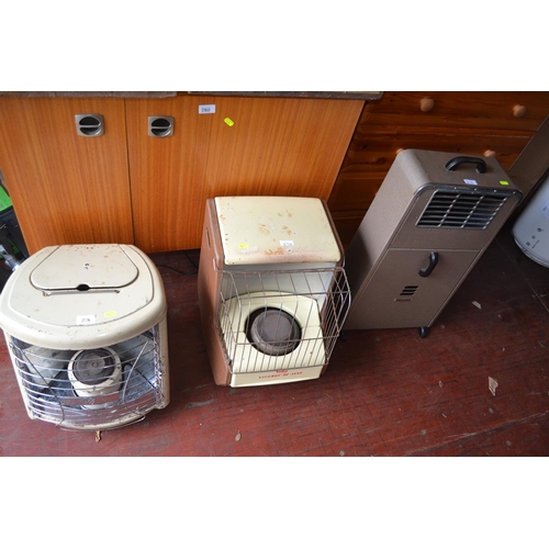 278 - Three vintage paraffin heaters, including a Sankey Flora Viceroy-De-Luxe