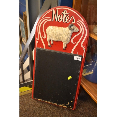 397 - Chalk board in red with Ram on top